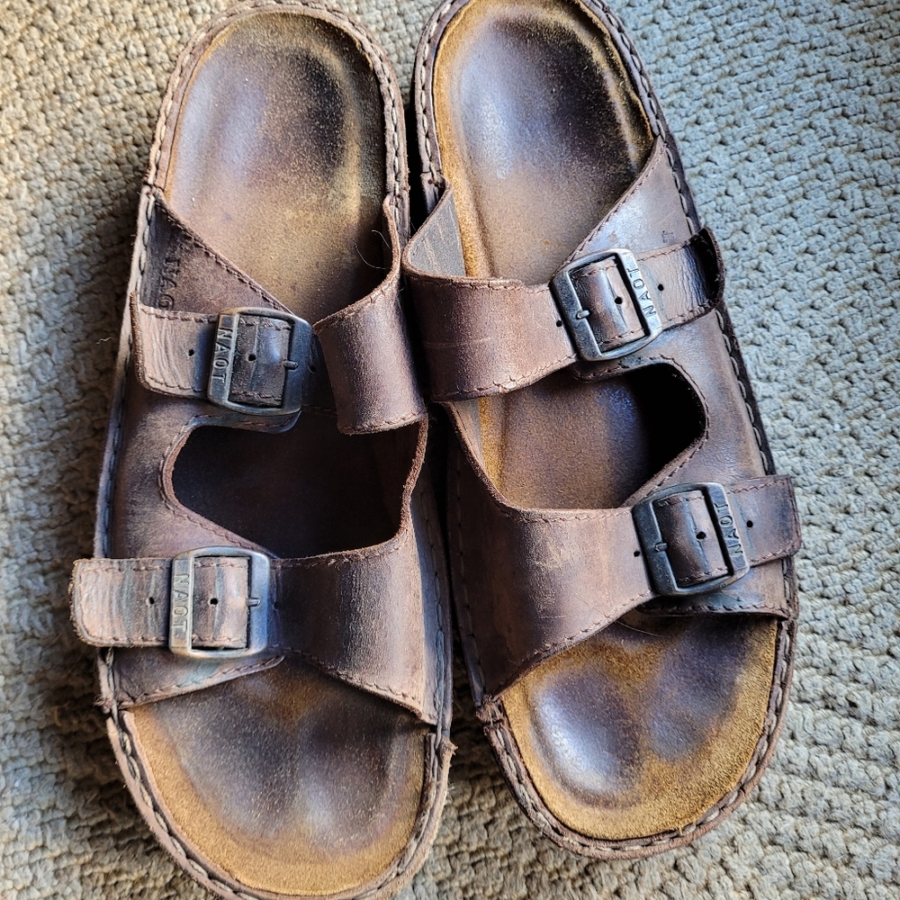 Naot Dark Brown Leather Buckle Sandals